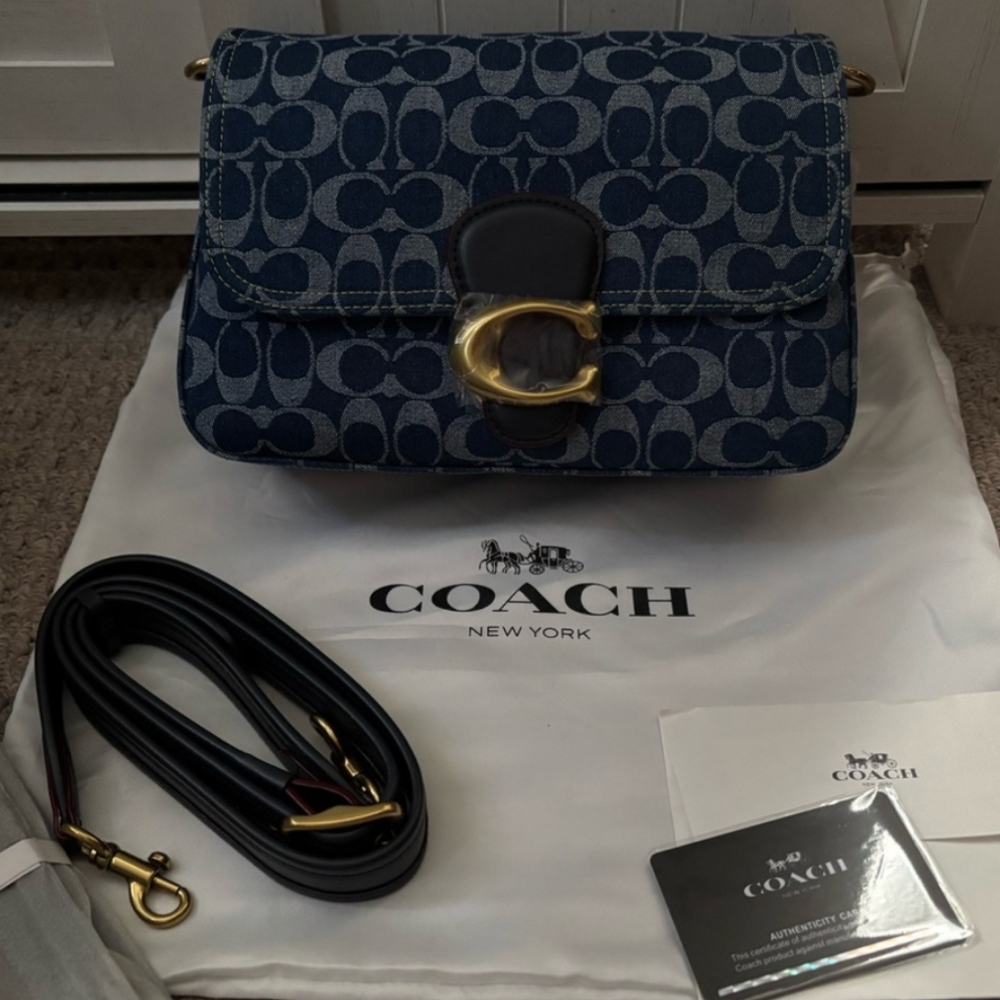 Coach Blue and Gold Shoulder Bag